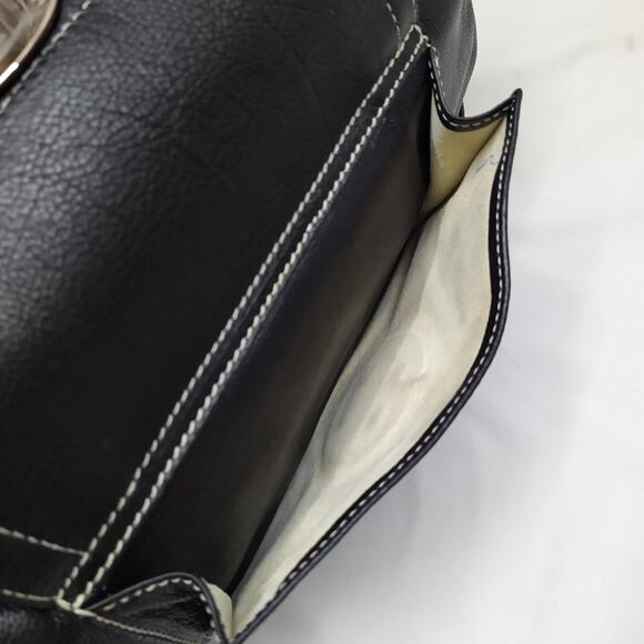 Marc Jacobs Black Leather Pushlock Pocket Double Handles Zipper Satchel Bag - Picture 8 of 16